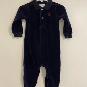 Ralph Lauren polo,blue and red,baby size 9 months footie, long sleeves and pants